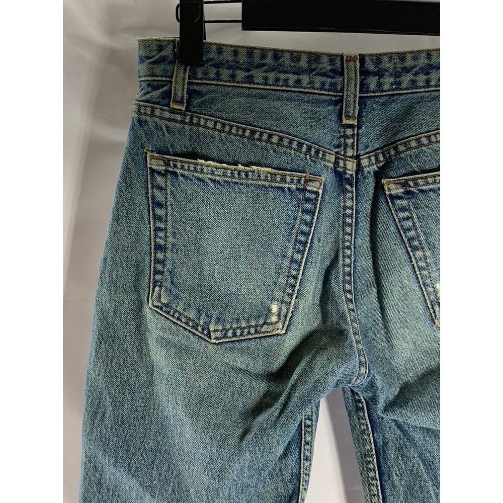 REFORMATION Women's Baltic Blue Mid-Rise Crop Flare Petite Frayed Jean SZ 25 - Picture 4 of 13